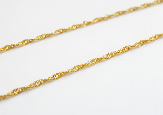 10K Solid Yellow Gold Mini Rope Chain Necklace