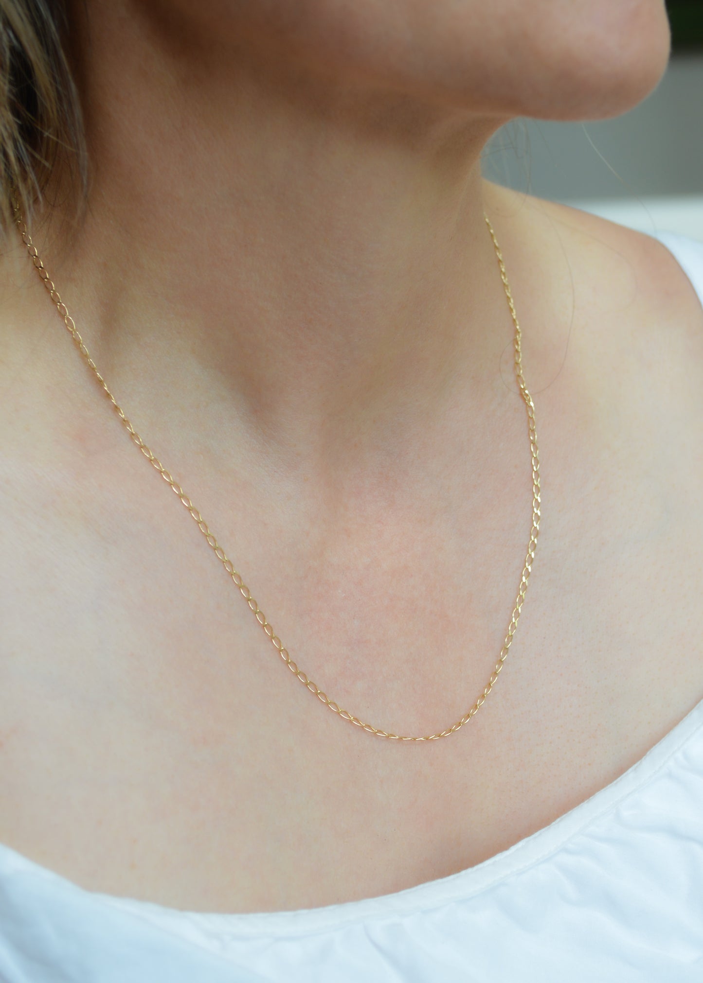 10K Solid Yellow Gold Open Link Chain Necklace