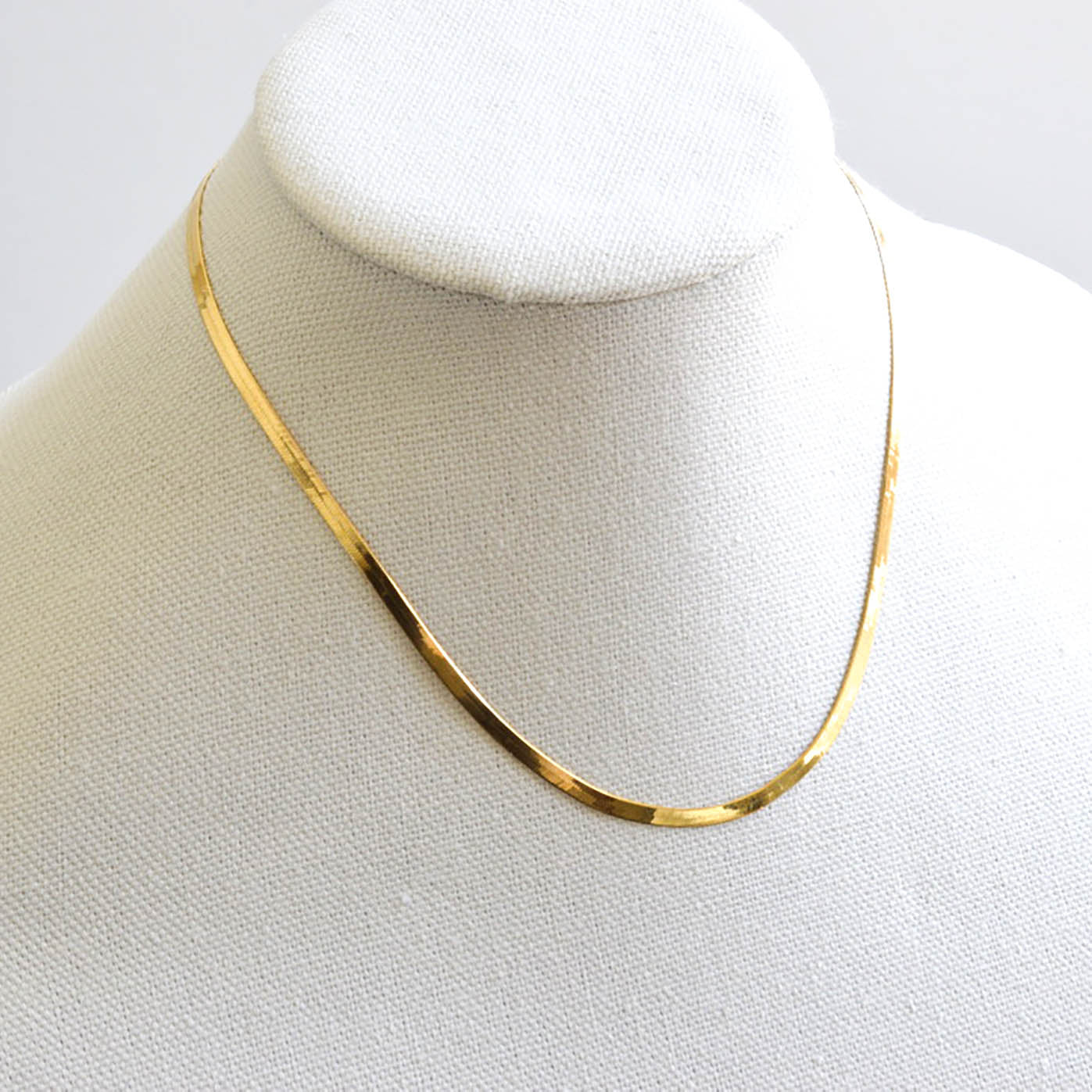 14K Solid Yellow Gold Herringbone Link Chain Necklace