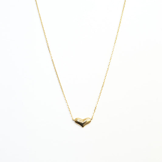 14K Solid Yellow Heart Pendant Necklace