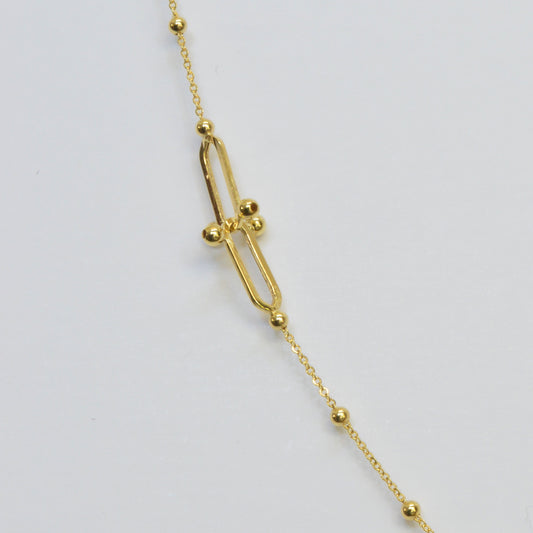 U Shape Link Yellow Gold Chain Necklace