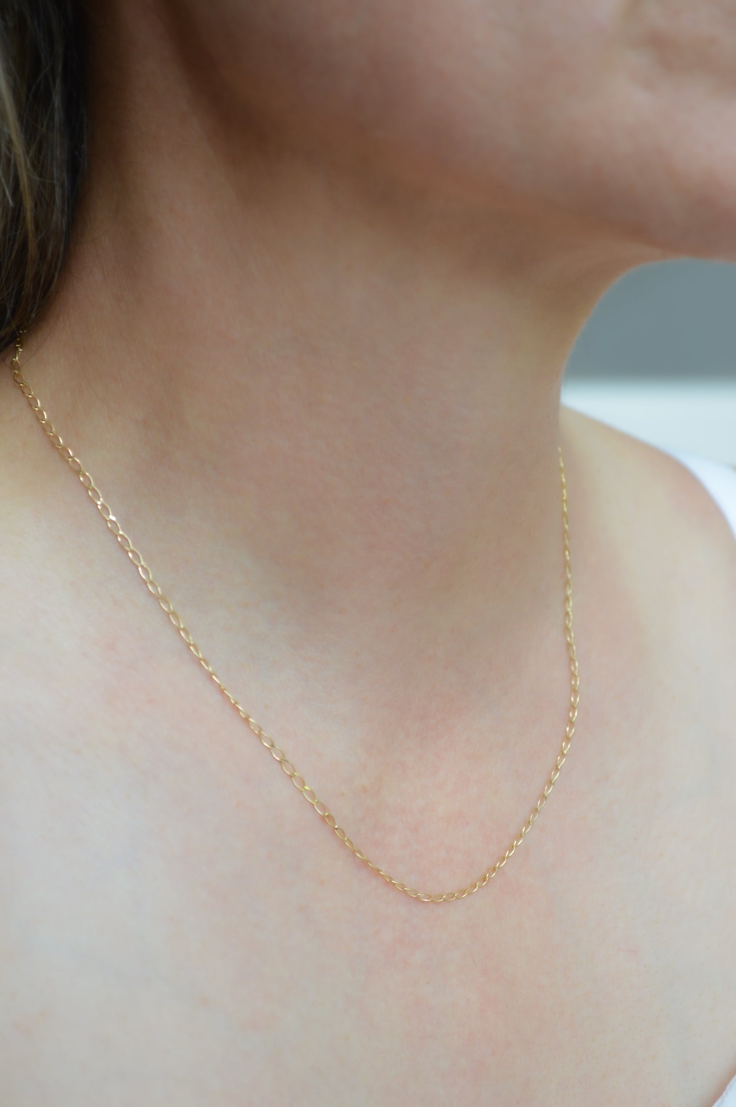 10K Solid Yellow Gold Open Link Chain Necklace