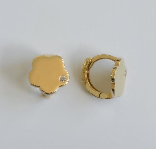 10K Solid Yellow Gold Huggie Earring