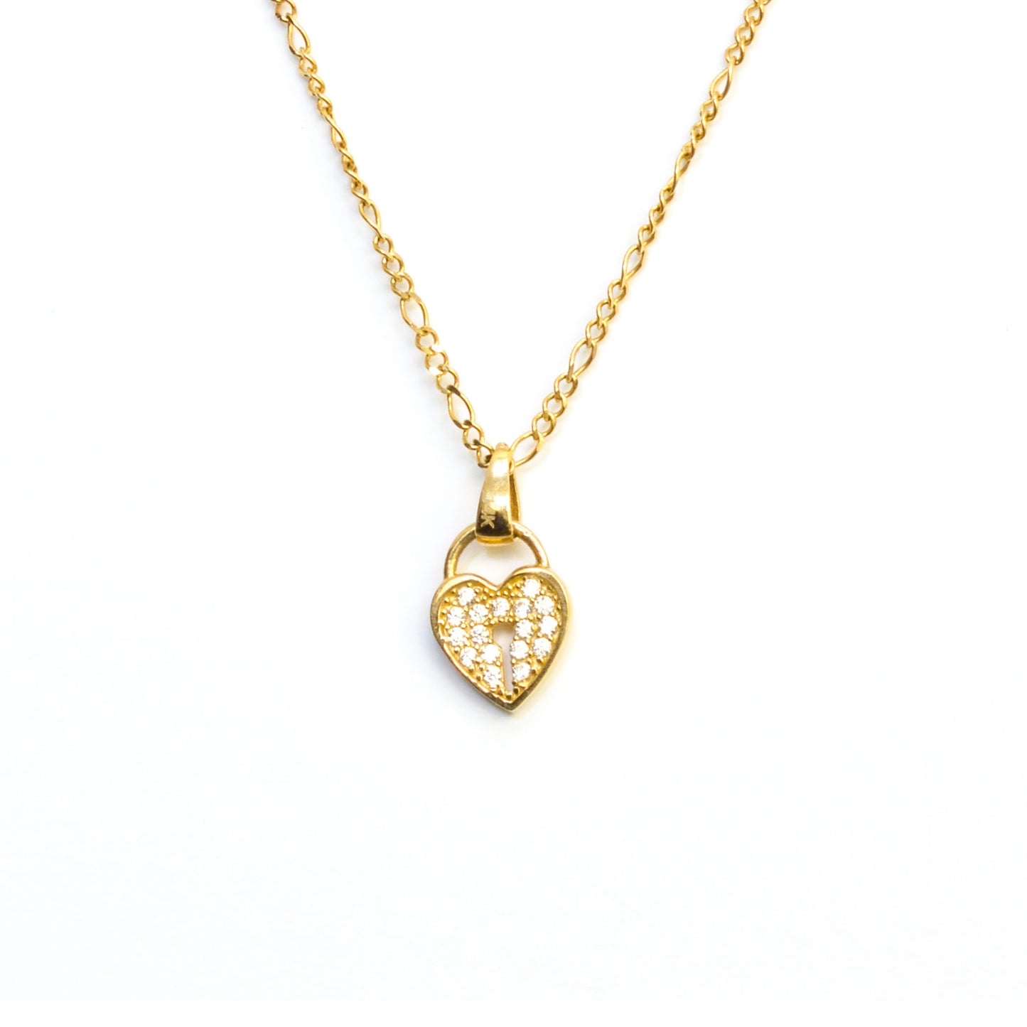10K Solid Yellow gold Heart Necklace with Zirconia Pendant