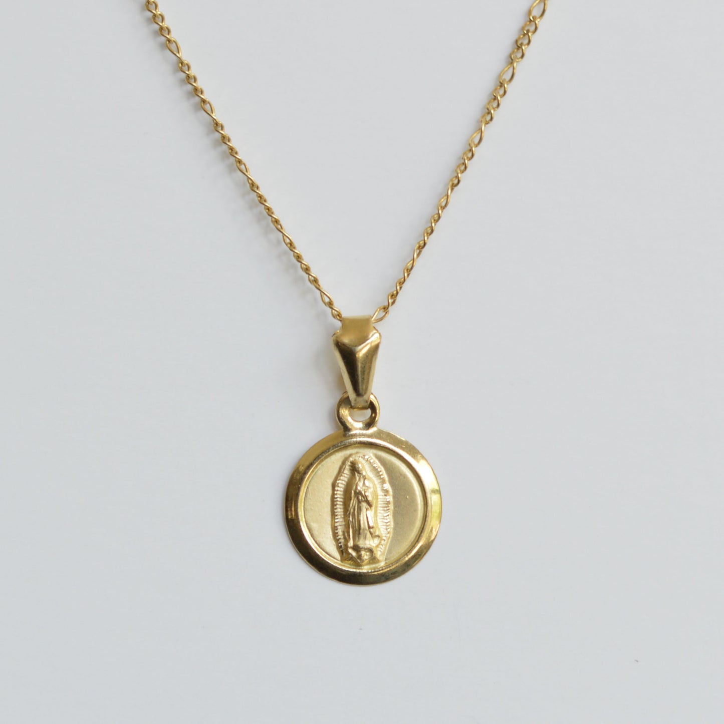 14K Solid Yellow Gold Lady of Guadalupe Pendant