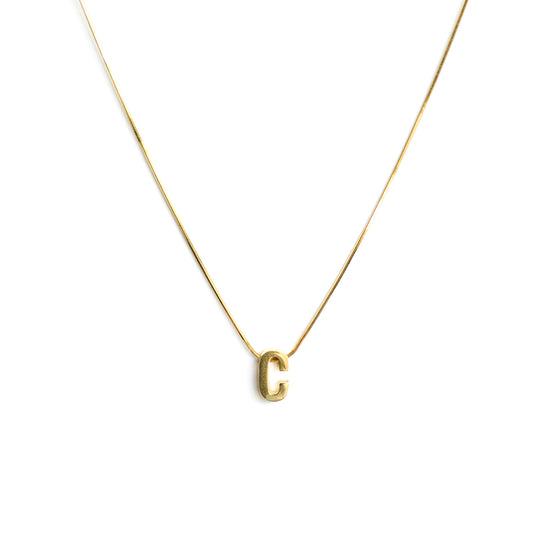 14K Solid Yellow Initial Pendant