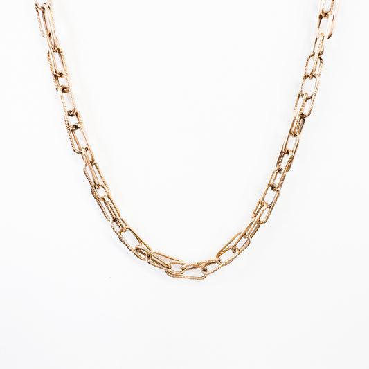 10K Solid Yellow Gold Double Link Paper Clip Chain