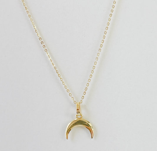 Moon Necklace 10K Solid Yellow Gold Link Chain Necklace With Infinity Symbol Pendant