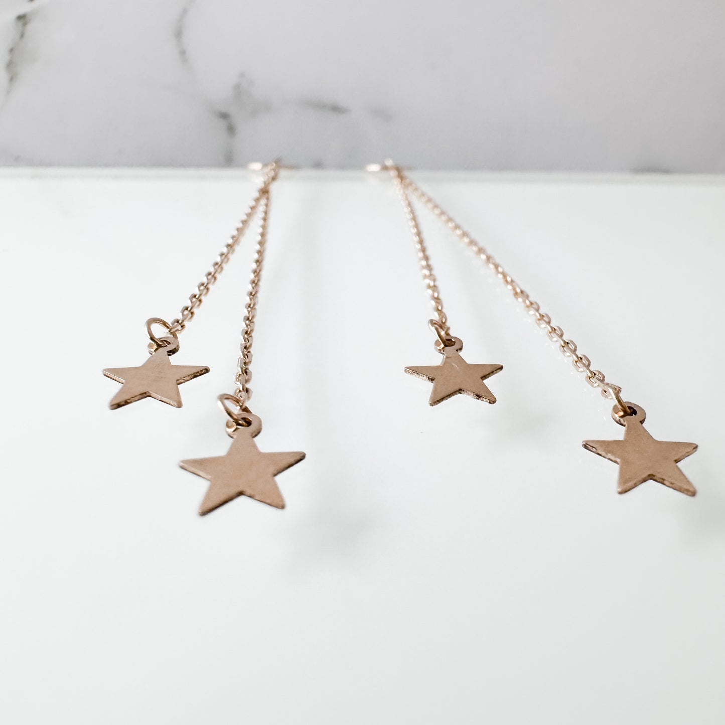 10k Yellow  Gold Star Threader Earrings