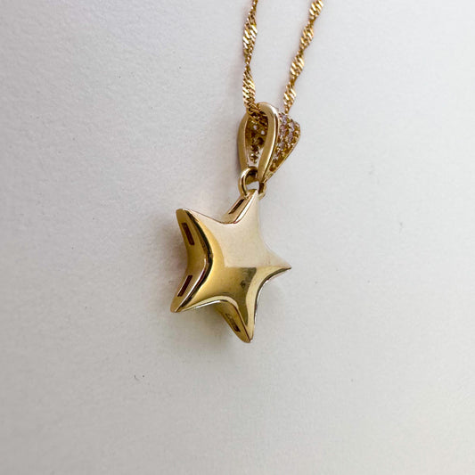 10K Solid Yellow Gold Star Pendant