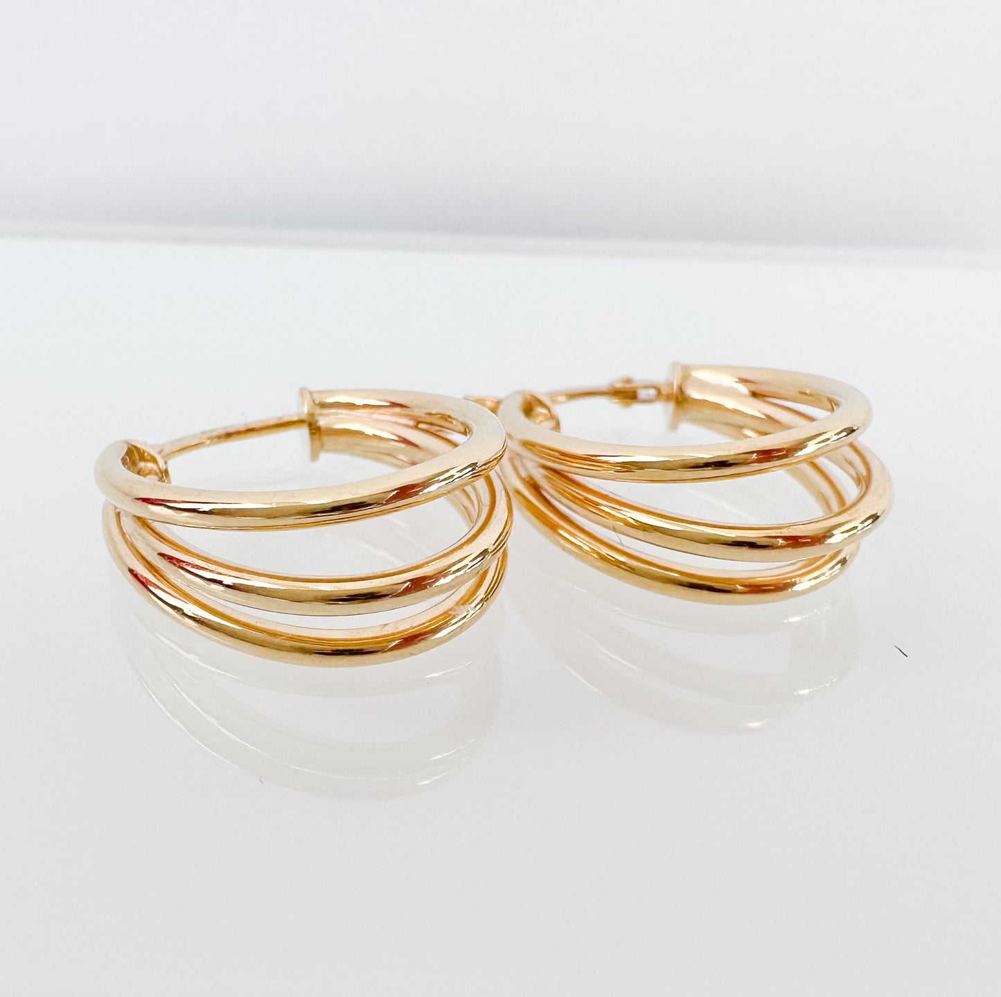 Triple Hoop Earrings                     10K Yellow Gold