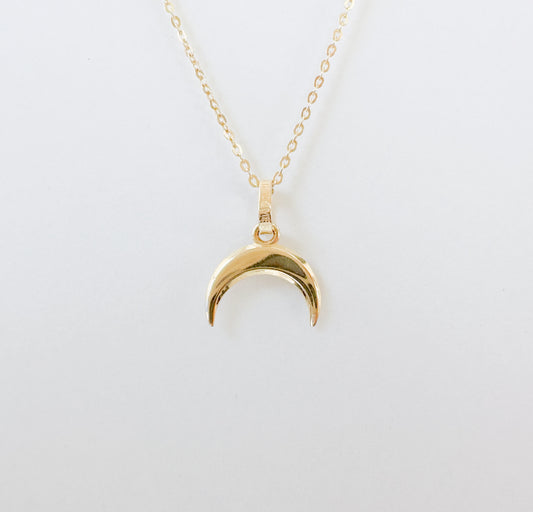 Moon Necklace 10K Solid Yellow Gold Link Chain Necklace With Infinity Symbol Pendant