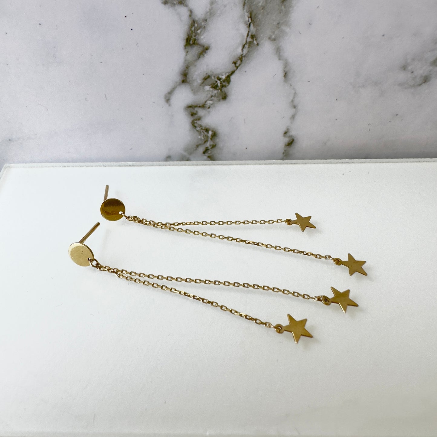 10k Yellow  Gold Star Threader Earrings