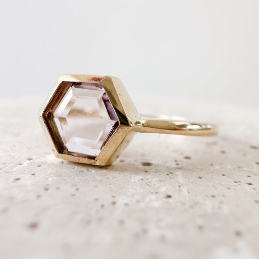 10K Solid Gold Hexagon Ring