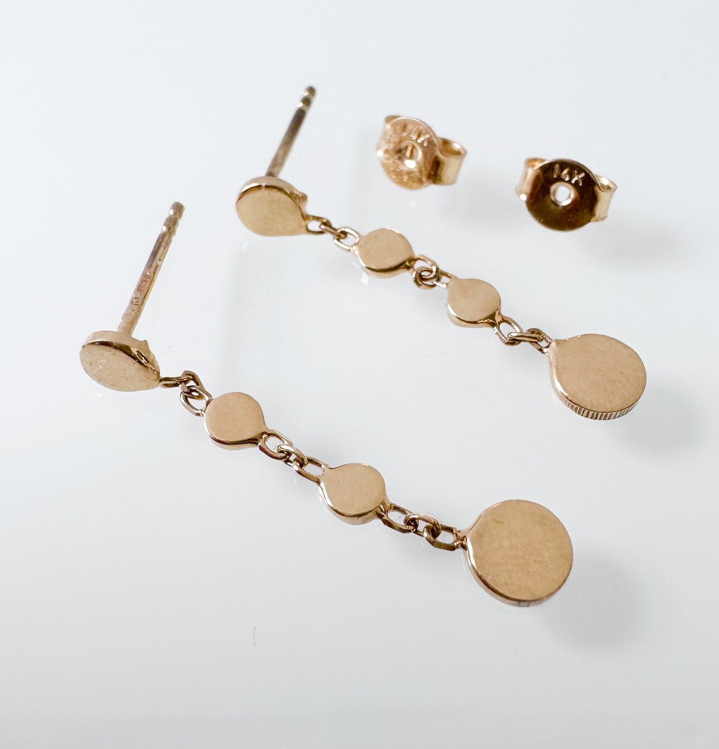 14K Yellow Gold Multi-Disc Drop Earrings